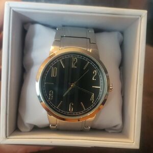 Stylish Silver, Black and Gold Geneva Watch